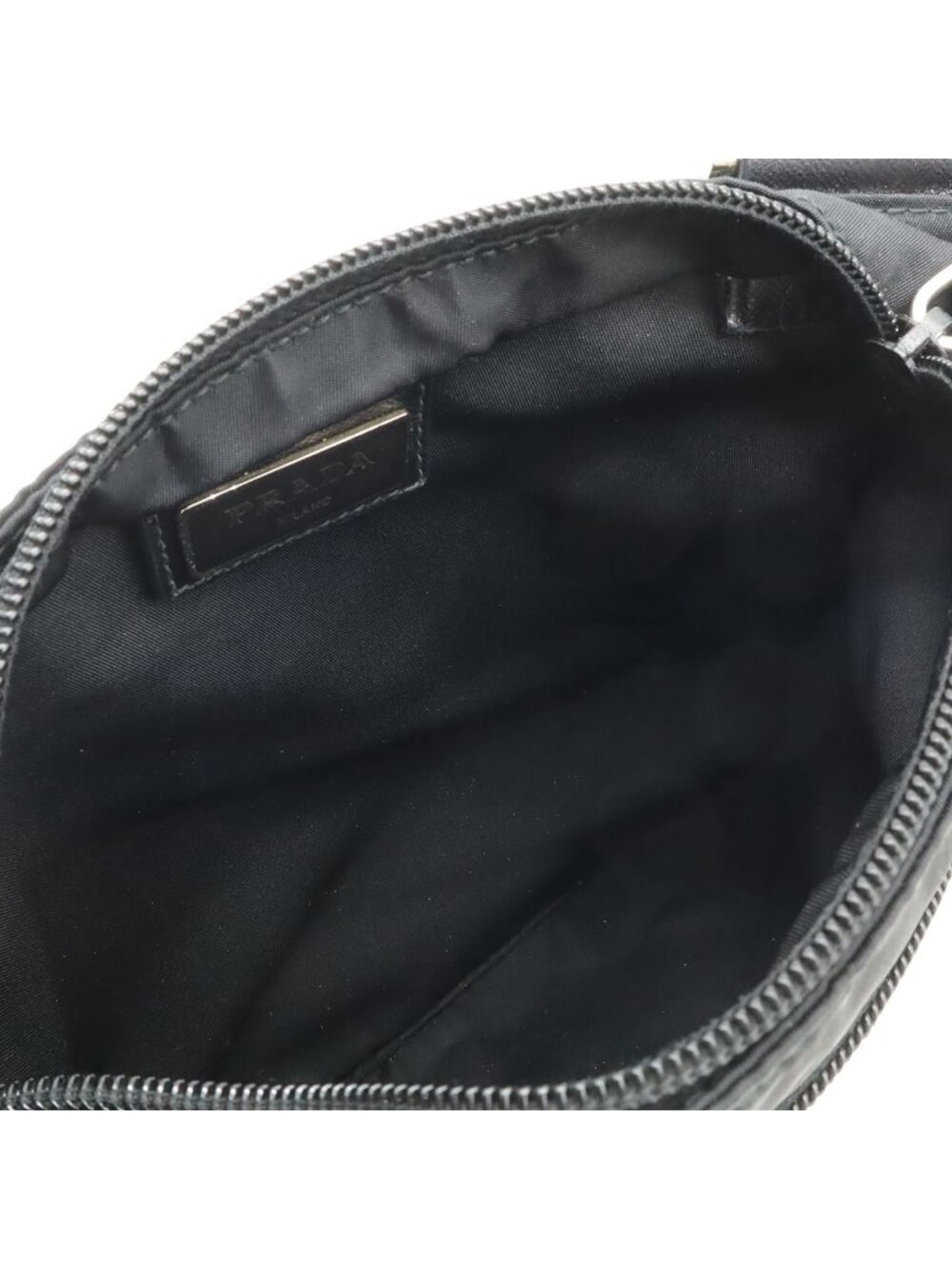 Prada Triangle Logo Shoulder Bag / Nylon / Leather / Nero Black / Silver - Picture 7 of 8